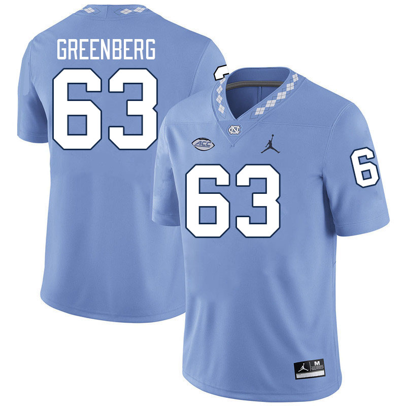 Men #63 Zach Greenberg North Carolina Tar Heels College Football Jerseys Stitched-Carolina Blue